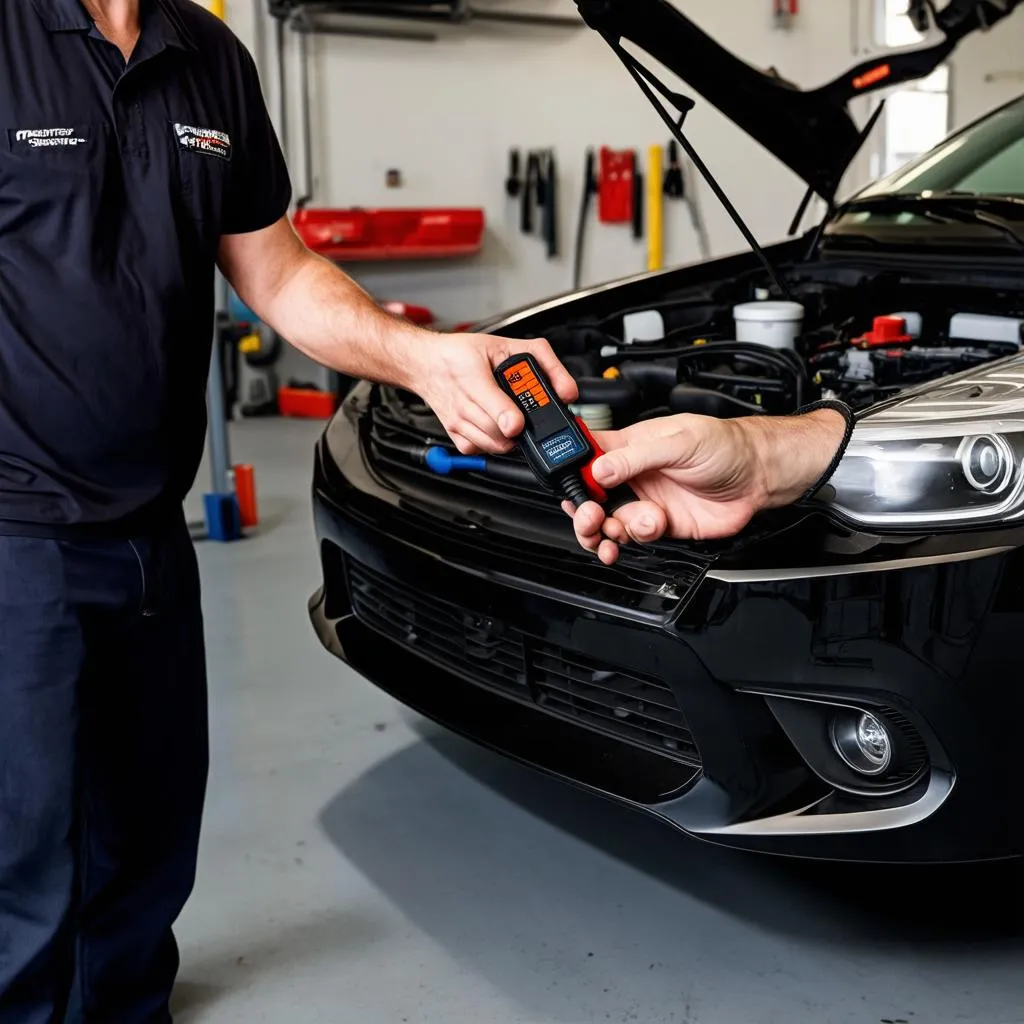 Mechanic Using OBD Scanner